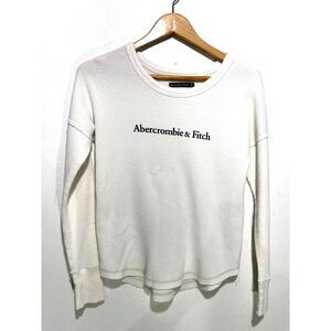Abercrombie & Fitch waffle knit muscle t shirt VTG Y2K long sleeve beige women S